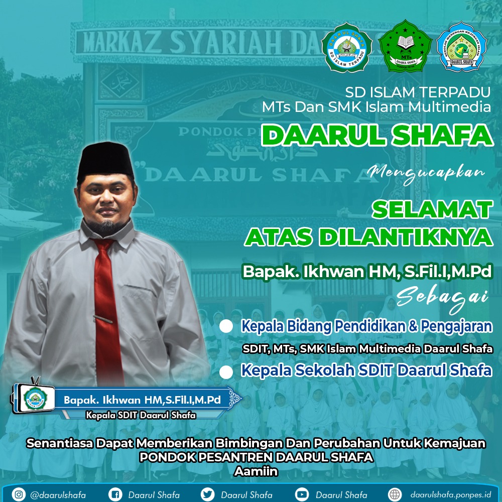 SELAMAT ATAS DILANTIKNYA KEPALA SDIT BARU DAARUL SHAFA